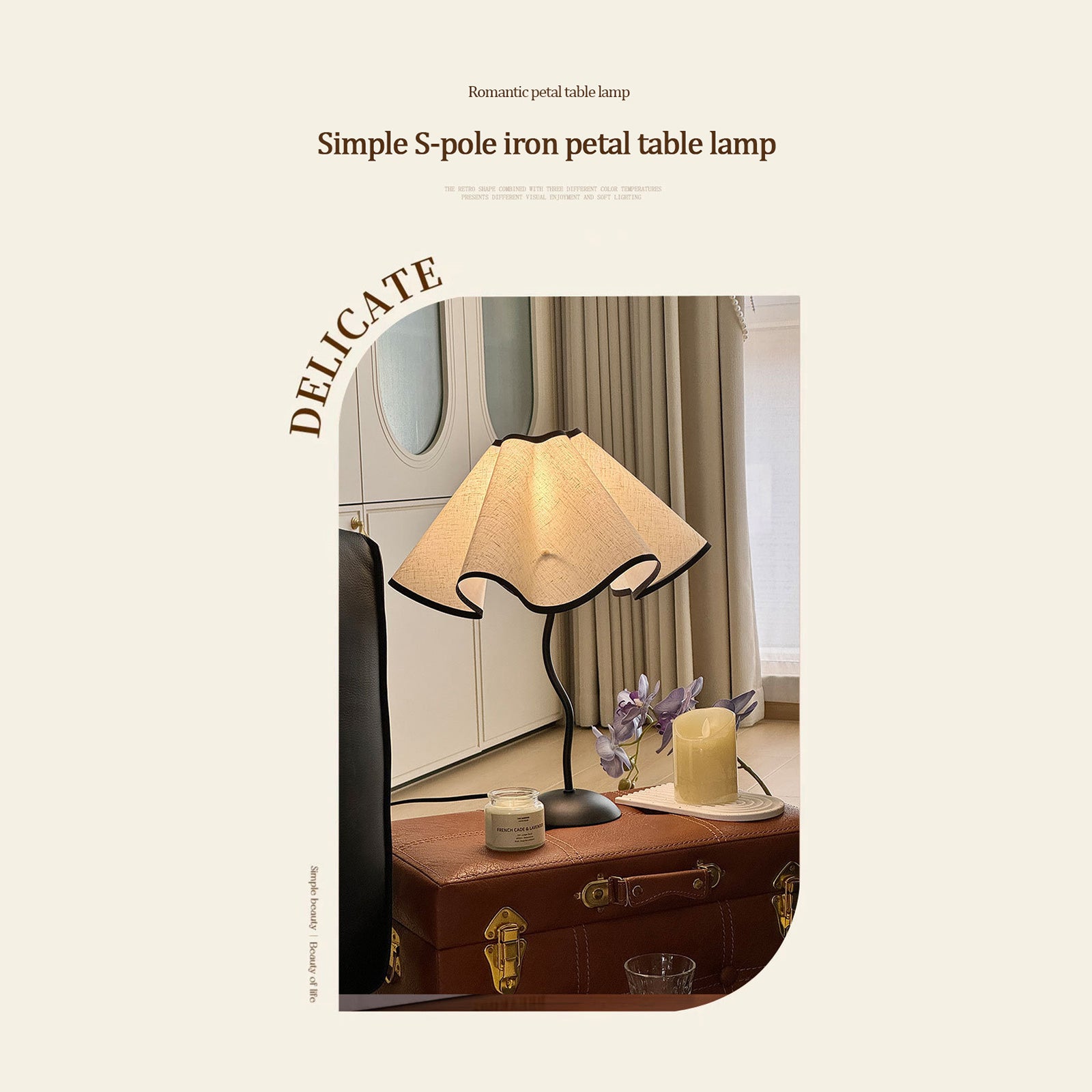 JOYIDEAVA Bedside Lamp, 3 Color Temperatures Petals Decorative Table Lamps