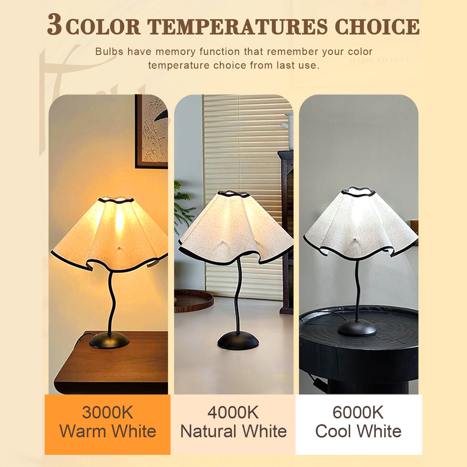 JOYIDEAVA Bedside Lamp, 3 Color Temperatures Petals Decorative Table Lamps